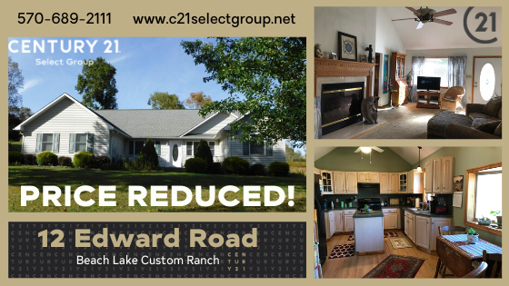PRICE REDUCED! 12 Edward Road: Beach Lake Custom Ranch