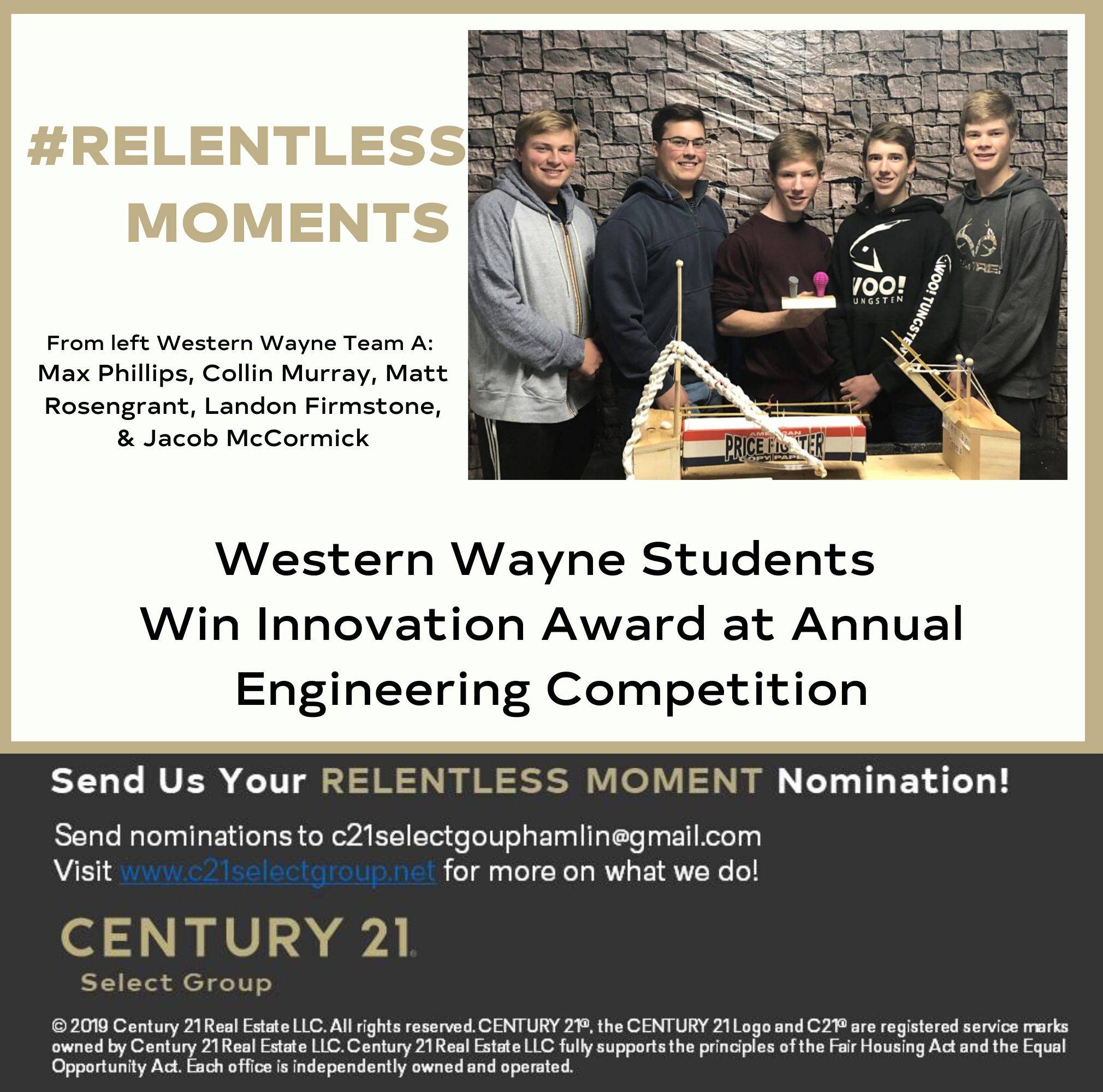 #RelentlessMoments Western Wayne Students Win Innovation Award
