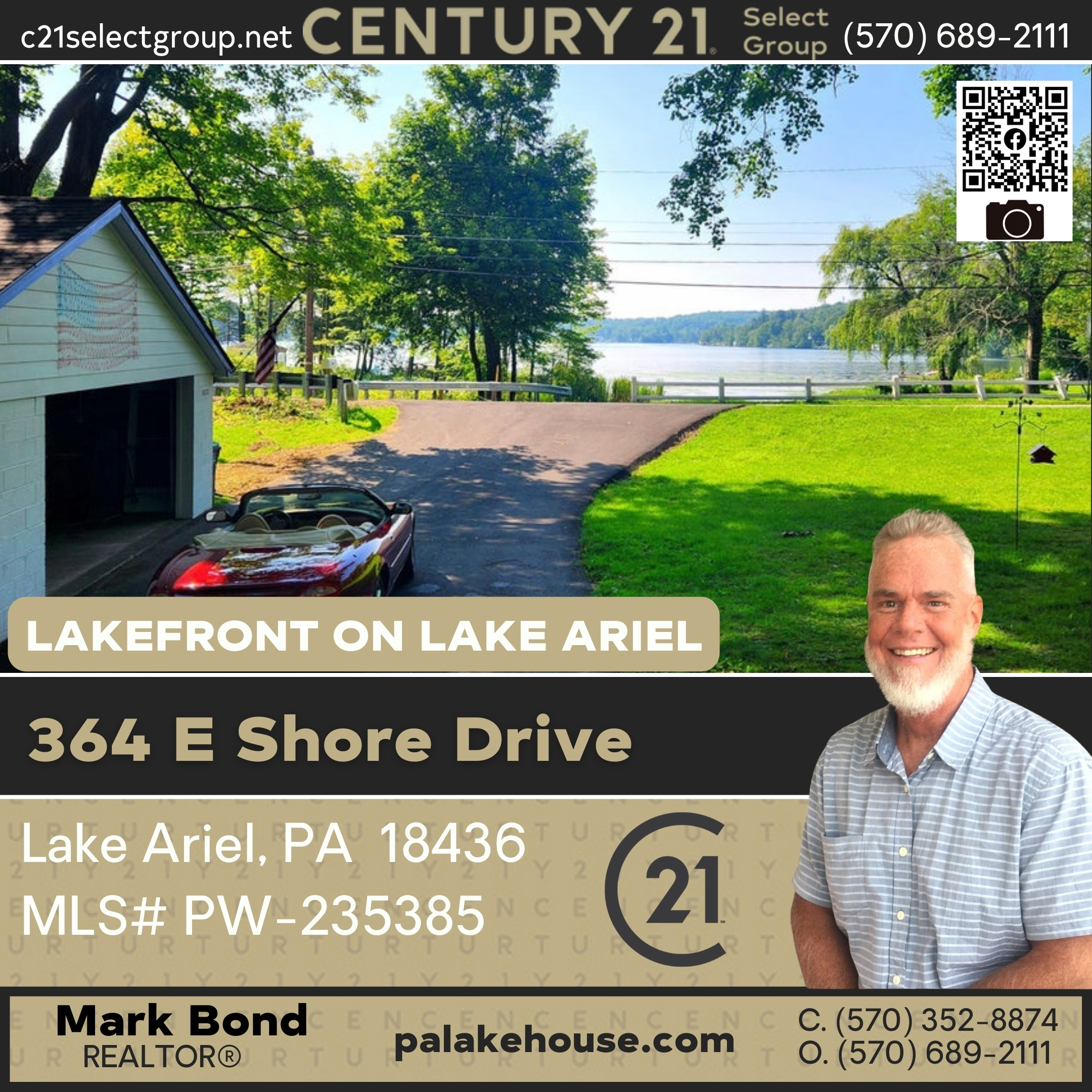 NEW PRICE! 364 E Shore Drive: LAKEFRONT on Lake Ariel Level 1+ Acre Lot