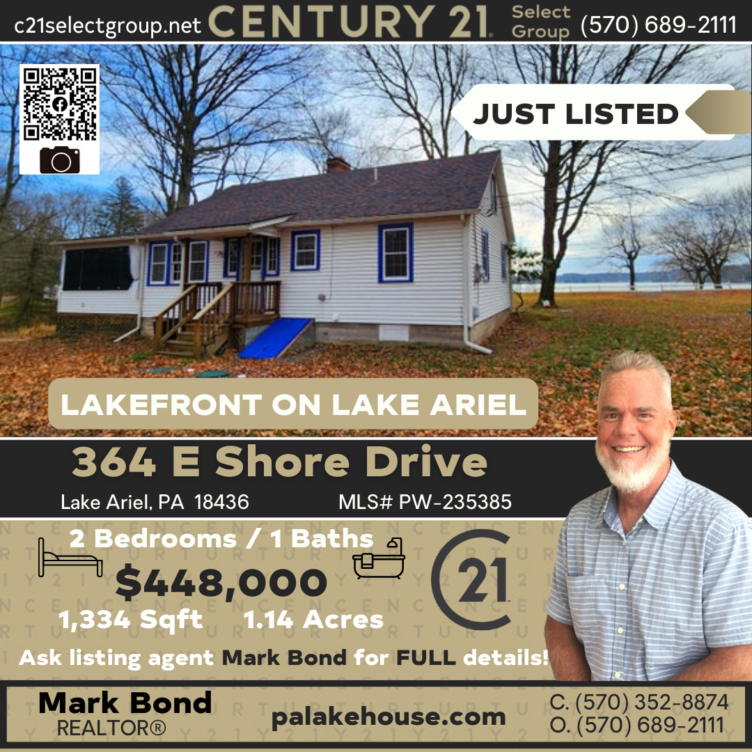 364 E Shore Drive: LAKEFRONT on Lake Ariel Level 1+ Acre Lot