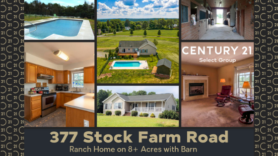 377 Stock Farm Road: Ranch Home on 8+ Acres with Barn