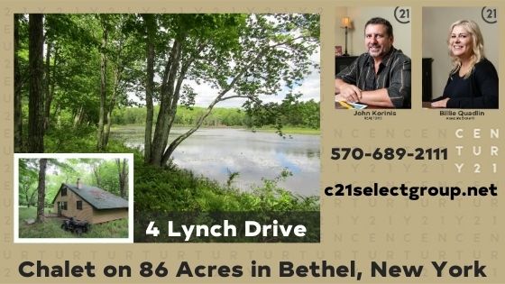 4 Lynch Drive: Chalet on 86 Acres in Bethel NY