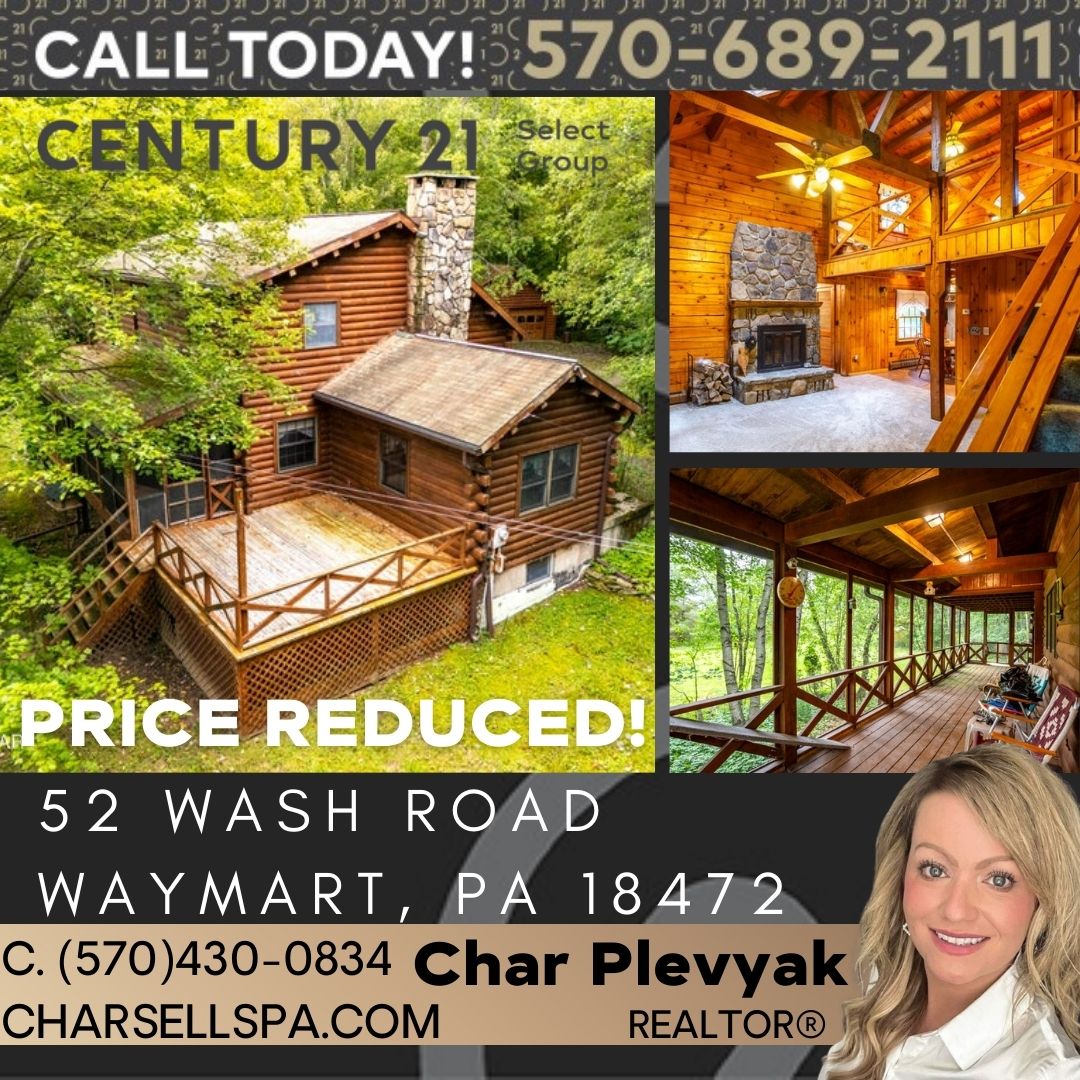 NEW PRICE! 52 Wash Road: Custom Built Log Home in Waymart