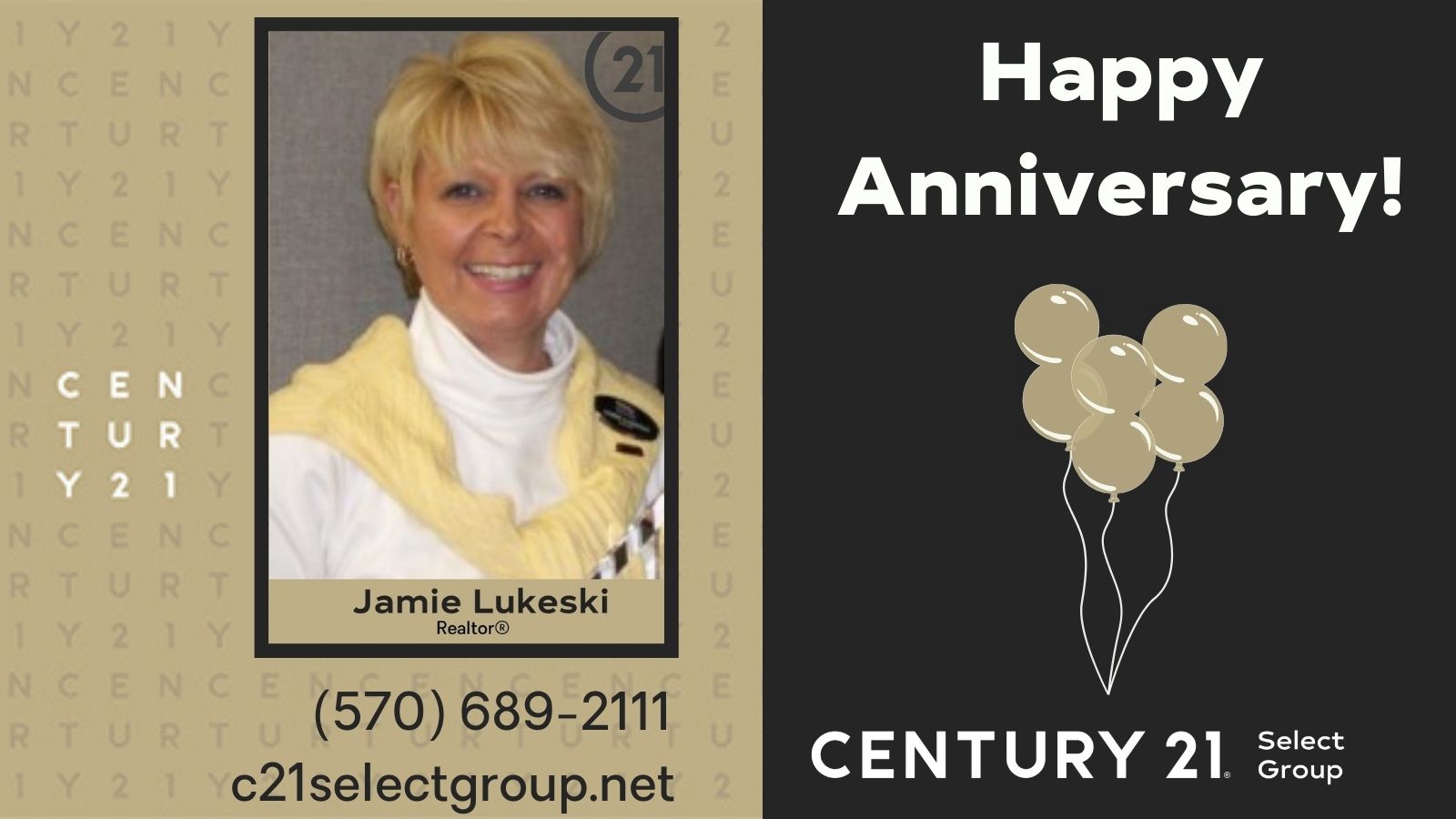 Happy CENTURY 21® Anniversary, Jamie!