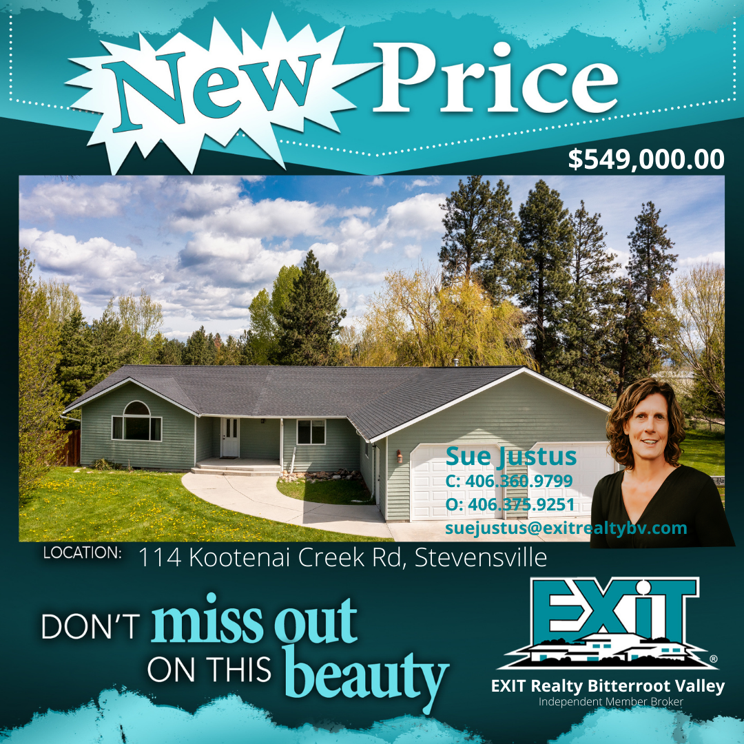 114 Kootenai Creek Rd, Stevensville - New Price!