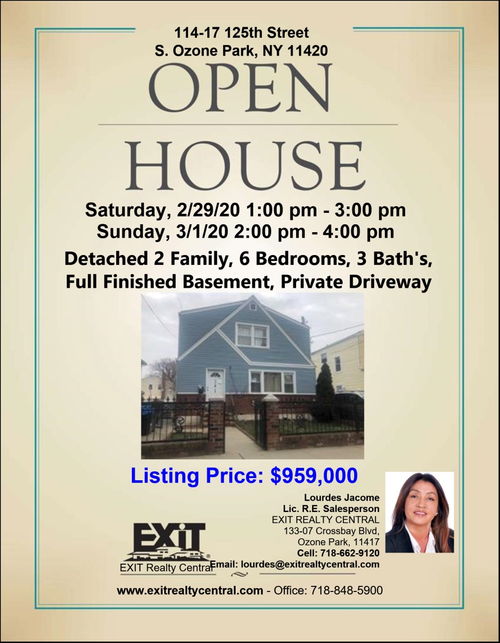 Open House in S. Ozone Park 2/29 & 3/1