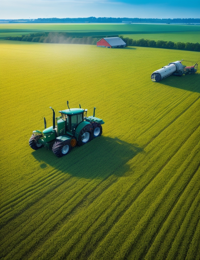 aerial view tractor farm