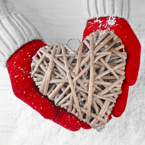 snowy heart and mittens