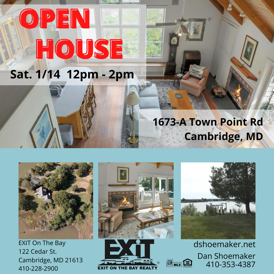 OPEN HOUSE! 1673-A Town Point Rd, Cambridge, MD - Jan 14 12pm to 2pm