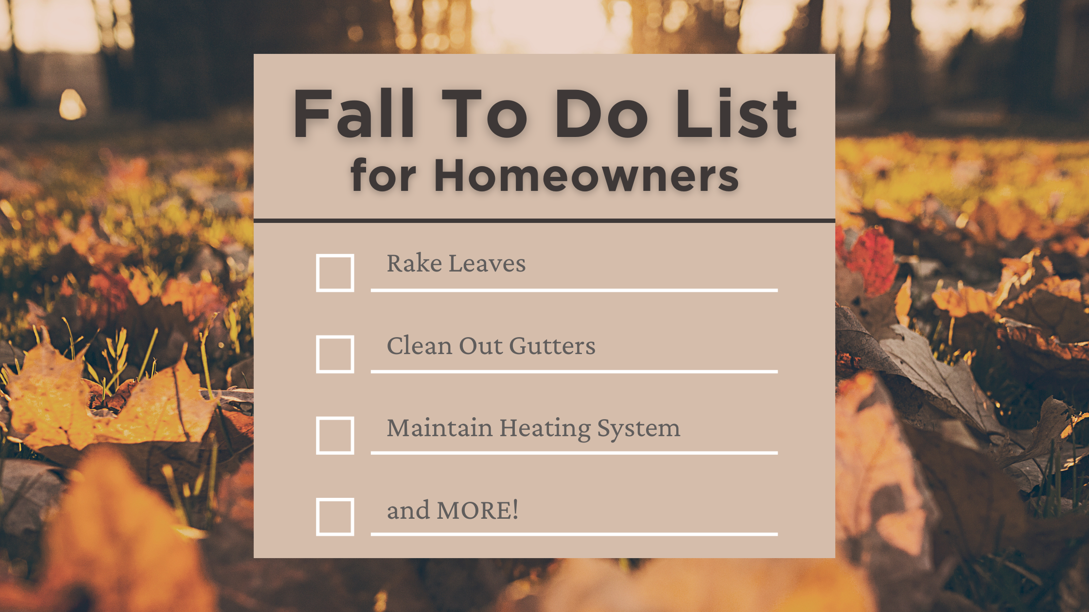 Fall To Do List For Homeowners